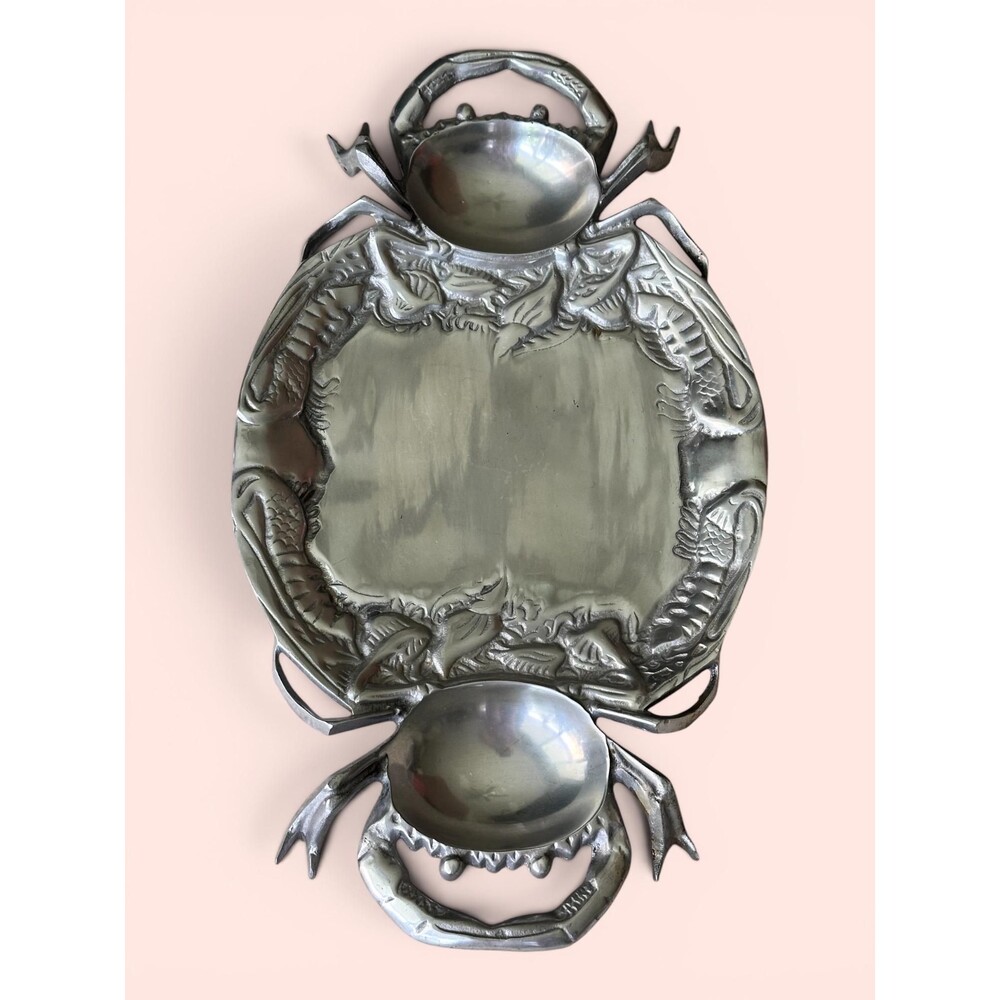 Pewter Seafood Serving Platter - Crab Serving Tray - Shellfish - Beach Vibes